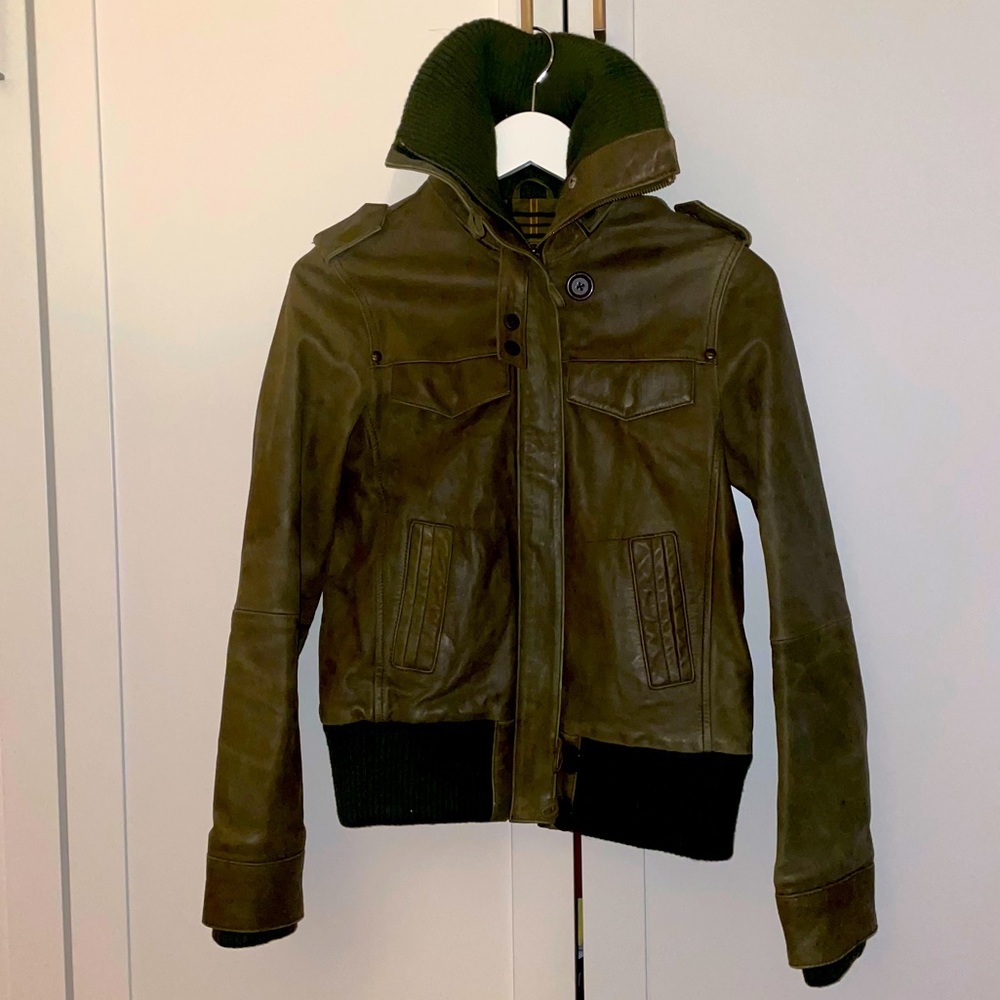 OLIVE GREEN LEATHER JACKET